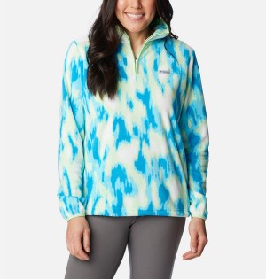 Turquoise Women's Columbia PFG Super Tidal Quarter Zip Fleece Pullover | JDQHK-0326