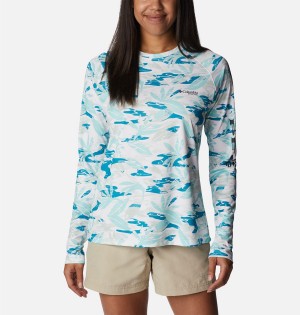 Turquoise Women's Columbia PFG Super Tidal Long Sleeve T-Shirt | EVRPA-4195