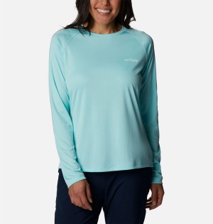 Turquoise Women's Columbia PFG Tidal II Long Sleeve T-Shirt | SDJWU-4759