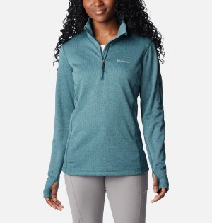 Turquoise Women's Columbia Park View Grid Half Zip Fleece Pullover | QIAVX-8456