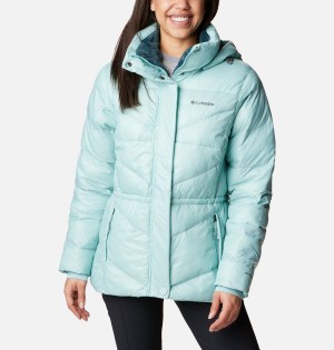 Turquoise Women's Columbia Peak to Park II Insulated Hooded Puffer Jacket | HUPAG-6104