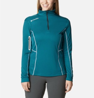 Turquoise Women's Columbia Shotgun Quarter Zip Golf Pullover | RPTMI-3950