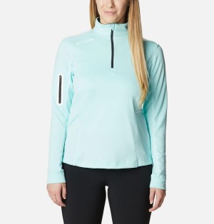 Turquoise Women's Columbia Shotgun Quarter Zip Golf Pullover | AVFRJ-3609