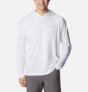 White Men's Columbia Fork Stream Hoodie | JFZAM-4036