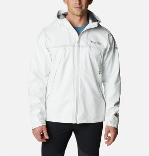 White Men's Columbia OutDry Extreme Eco II Tech Shell Rain Jacket | FGQAZ-9065