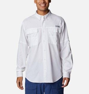 White Men's Columbia PFG Blood and Guts IV Woven Long Sleeve Shirt | TUXAQ-8129