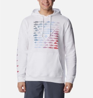 White Men's Columbia PFG Elements Hoodie | GSIAT-4217