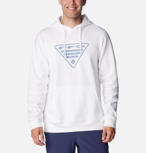 White Men's Columbia PFG Triangle II Hoodie | XKWUR-7306