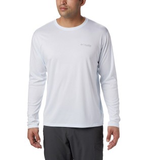 White Men's Columbia PFG Zero Rules Long Sleeve T-Shirt | MFCPN-8326