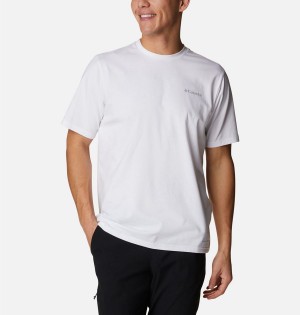 White Men's Columbia Sun Trek Short Sleeve T-Shirt | LWCFZ-3862