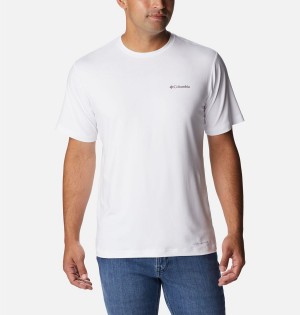 White Men's Columbia Tech Trail Graphic T-Shirt | GCBRK-5692