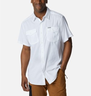 White Men's Columbia Utilizer II Solid Short Sleeve Shirt | NZMIT-1047