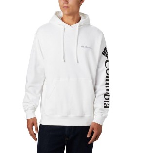 White Men's Columbia Viewmont II Sleeve Graphic Hoodie | KHMRB-9823