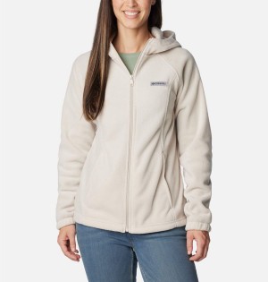 White Women's Columbia Benton Springs Full Zip Hoodie Fleece Jacket | PZDJQ-3786