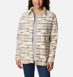 White Women's Columbia Benton Springs Shirt Fleece Jacket | OBNMD-8294