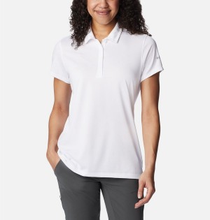 White Women's Columbia Birdie Golf Polo T-Shirt | YNORL-7139