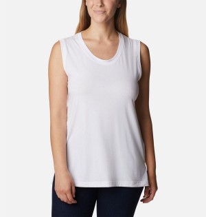 White Women's Columbia Boundless Beauty Tank Top | DSABZ-6928