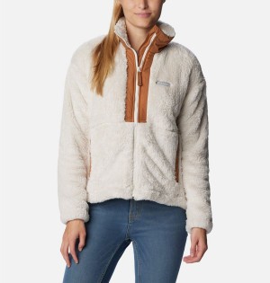 White Women's Columbia Boundless Discovery Full Zip Sherpa Fleece Jacket | MQBZI-1745