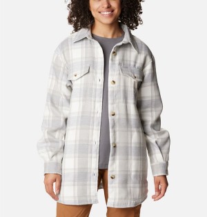 White Women's Columbia Calico Basin Jacket Shirt | XNLQA-9210