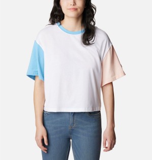 White Women's Columbia Deschutes Valley Cropped T-Shirt | AITWB-8291