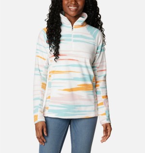 White Women's Columbia Glacial IV Print Half Zip Pullover | JUGFO-1095