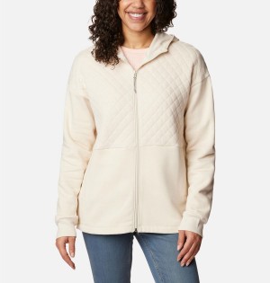 White Women's Columbia Hart Mountain Quilted Hooded Full Zip Fleece Jacket | IHDCM-5849