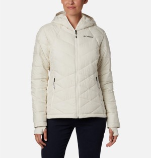 White Women's Columbia Heavenly Hooded Puffer Jacket | PWXGZ-9153