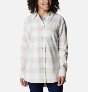 White Women's Columbia Holly Hideaway Flannel Shirt | KHREJ-3069