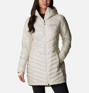 White Women's Columbia Joy Peak Mid Insulated Hooded Puffer Jacket | AMUJZ-5671