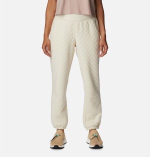 White Women's Columbia Lodge Quilted Joggers Pants | OLXIS-0714