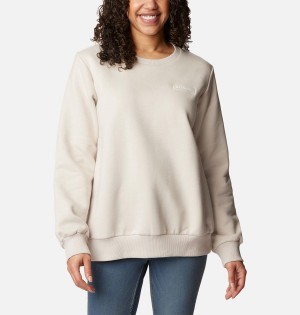 White Women's Columbia Marble Canyon Crew Sweatshirt Pullover | RBEIU-2816