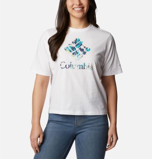 White Women's Columbia North Cascades Relaxed T-Shirt | SNYXP-2948