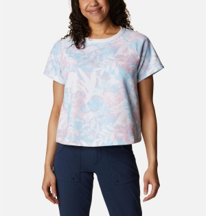 White Women's Columbia PFG Slack Water French Terry T-Shirt | ORPQF-4051