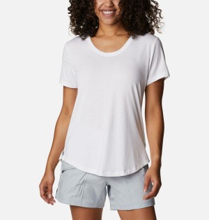 White Women's Columbia PFG Slack Water Knit II T-Shirt | AQPMZ-8496