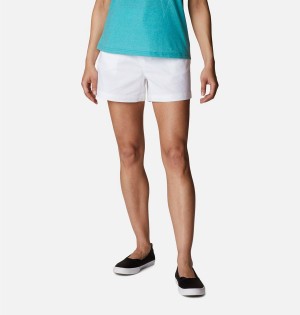 White Women's Columbia PFG Sun Drifter Chino Shorts | FVTPC-3748