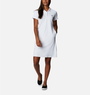 White Women's Columbia PFG Tidal Tee Polo Dress | VBKNZ-1623