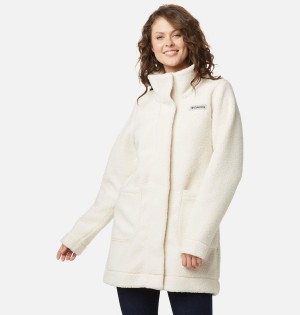 White Women's Columbia Panorama Long Fleece Jacket | WYXFR-0629