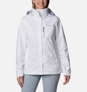 White Women's Columbia Pouration Rain Jacket | ICEBT-5108