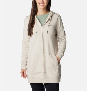 White Women's Columbia Rush Valley Long Full Zip Hoodie Fleece Jacket | QFCXB-3968