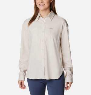 White Women's Columbia Silver Ridge Utility Long Sleeve Shirt | OFVSJ-9230