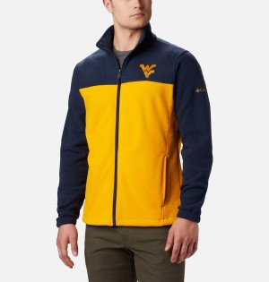 Yellow Men's Columbia Collegiate Flanker III - West Virginia University Fleece Jacket | XPNDB-5368