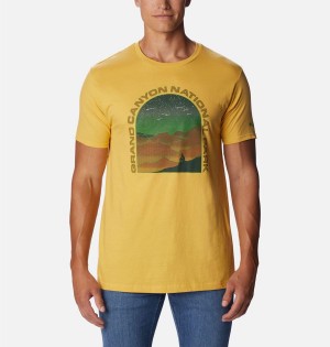 Yellow Men's Columbia Grand Canyon NP T-Shirt | MFYPU-8419