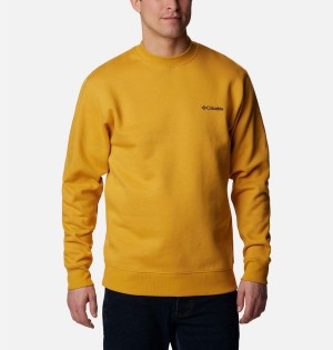 Yellow Men's Columbia Hart Mountain II Crew Sweatshirt | OWEVZ-0173