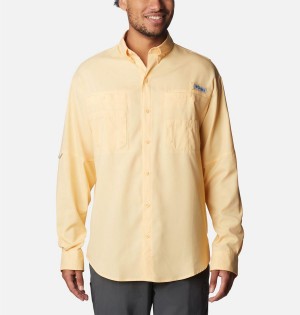 Yellow Men's Columbia PFG Tamiami II Long Sleeve Shirt | SLWNV-3924