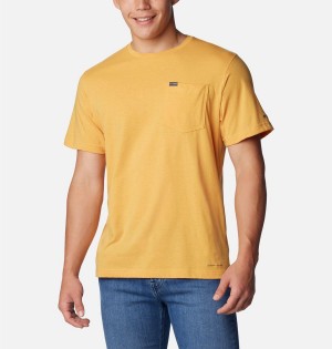 Yellow Men's Columbia Thistletown Hills Pocket T-Shirt | RXSNP-1509