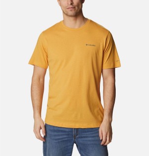 Yellow Men's Columbia Thistletown Hills Short Sleeve T-Shirt | DGIPF-3970