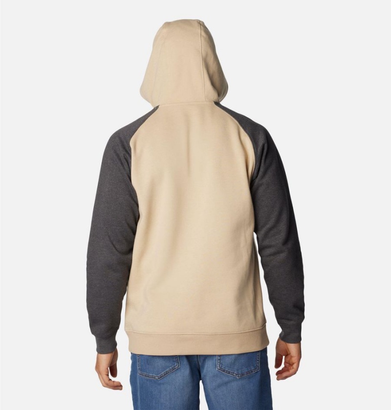 Beige Men's Columbia Hart Mountain II Hoodie | OWVQL-5329