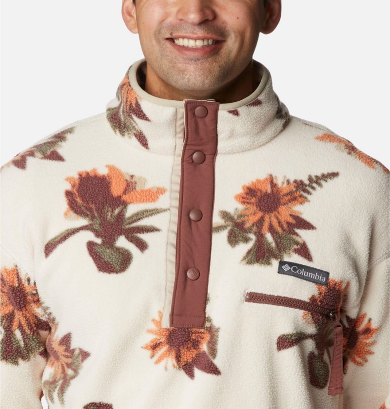 Beige Men's Columbia Helvetia Half Snap Fleece Pullover | KTLZV-2158