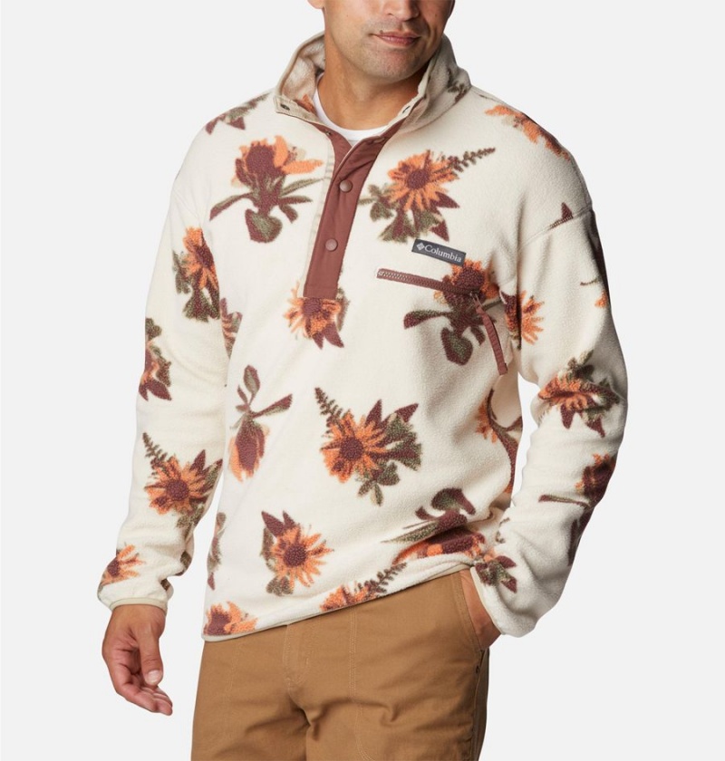 Beige Men's Columbia Helvetia Half Snap Fleece Pullover | KTLZV-2158