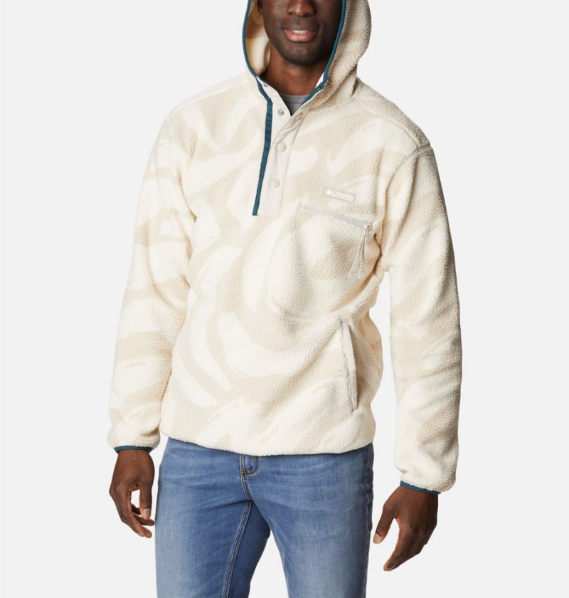 Beige Men's Columbia Helvetia Sherpa Fleece Hoodie | BQGSZ-3485